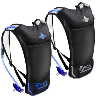 2 Pack Hydration Backpack Pack with 2L Hydration Bladders, ACVCY Lightweight Breathable Water Backpack with 3 Layer Pockets, Reinforced Shoulder Straps for Hiking Running Cycling