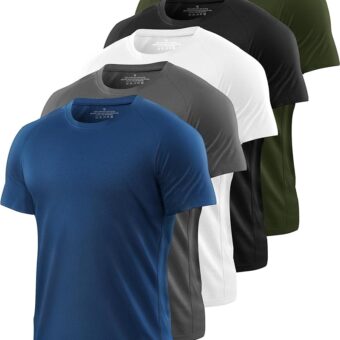 5 Pack Mesh Workout Shirts for Men Dry Fit Gym Shirts Quick Dry Athletic Short Sleeve T-Shirt Moisture Wicking