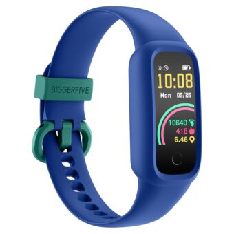 BIGGERFIVE Vigor 2 L Kids Fitness Tracker Watch for Boys Girls Ages 5-15, Activity Tracker, Heart Rate Sleep Monitor, IP68 Waterproof, Pedometer, Calorie Step Counter Watch, Blue