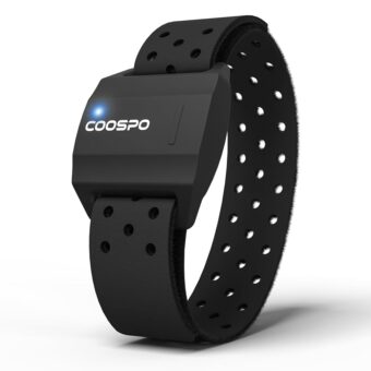 COOSPO Armband Heart Rate Monitor, Bluetooth ANT+ HR Optical Sensor for Sport, Rechargeable Dual Band IP67 HRM, Compatible with Peloton,Wahoo,Polar,Strava,DDP Yoga