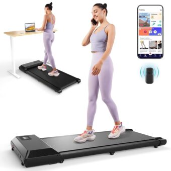 DeerRun Walking Pad 2 in 1 Under Desk Treadmill, 2.5HP Low Noise Walking Pad Running Jogging Machine with Remote Control for Home Office, Lightweight Portable Desk Treadmill...