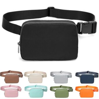 Fanny Belt Bag Waist Pack Crossbody Bags Bum Bag for Running Hiking Travel Workout Adjustable Strap for Women -black