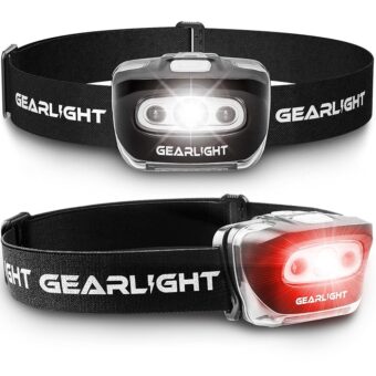 GearLight 2Pack LED Headlamp - Outdoor Camping Head Lamps with Adjustable Headband - Lightweight Battery Powered Bright Flashlight Headlight with 7 Modes and Pivotable Head and...