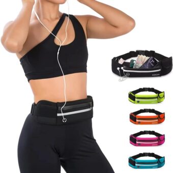 Jueachy Running Belts for Women Waterproof Fanny Pack Running Waist Pouch Phone holder Adjustable Sports Money Belt with Headphone Port