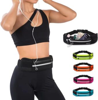 Jueachy Running Belts for Women Waterproof Fanny Pack Running Waist Pouch Phone holder Adjustable Sports Money Belt with Headphone Port