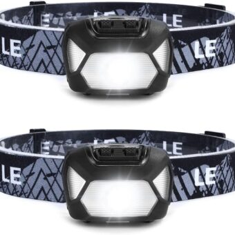 LE 320015 Battery Powered Headlamp - 1500Lux Super Bright LED Head Lamp with Red Light, IPX4 Waterproof Headlights for Outdoor Camping, Hiking, Hunting, Power Outages,...