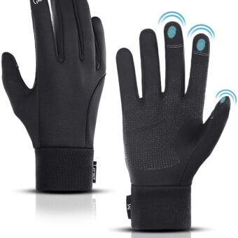 LERWAY Winter Warm Gloves, Thermal Black Warm Gloves for Men Women Waterproof Touchscreen Non-Slip Freezer Gloves for Driving, Cycling,Hiking,Skating