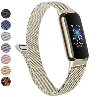 Metal Band for Fitbit Luxe Bands Women Men, Stainless Steel Mesh Loop Adjustable Magnetic Wristband Replacement Strap Compatible with Fitbit Luxe Fitness and Wellness Tracker