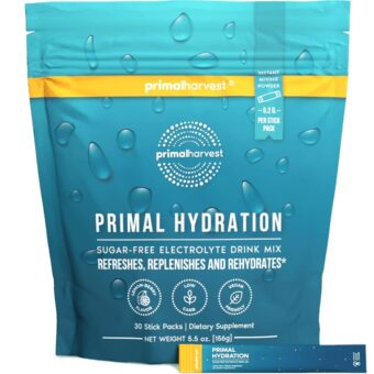 Primal Harvest Electrolytes Powder Packets Primal Hydration, Easy Open Packets, Energy Drink Mix (Lemon Berry, 30 Packs) (1 Bag)