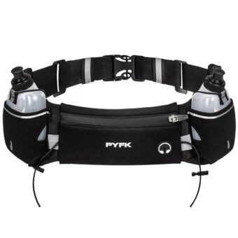 PYFK Upgraded Running Belt with Water Bottles, Hydration Belt for Men and Women, Water Bottle Holder Running Pouch Belt, Fanny Pack Fits 7 inches Phones, Waist pack for Running...