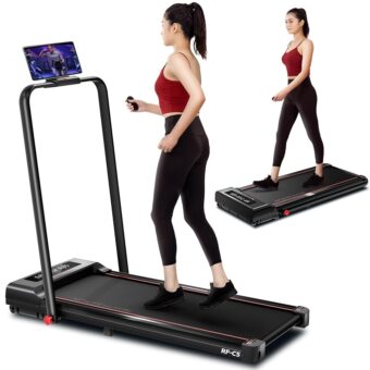 RHYTHM FUN Foldable Treadmill, 300 lb Capacity Walking Pad 2.5HP Treadmill Under Desk, Portable Treadmill for Home and Office, Folding Treadmill 2 in 1 with Remote Control, LED...