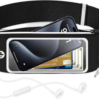 Running Belt Waist Packs with 3 Pockets Touchscreen Window for Women & Men Sweatproof Fitness Belt for iPhone 15 Pro Max 14 Pro Max 13 Pro 12 11 Fit Smartphone Up to 7"