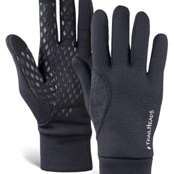 TrailHeads Men’s Power Running Gloves - Black Touchscreen Gloves - Lightweight Gloves