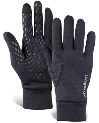 TrailHeads Men’s Power Running Gloves - Black Touchscreen Gloves - Lightweight Gloves