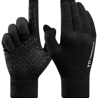 TRENDOUX Winter Gloves For Men Women, Cold Weather Warm Touchscreen Glove Unisex, Non-slip, Elastic Cuff, Knit Stretchy