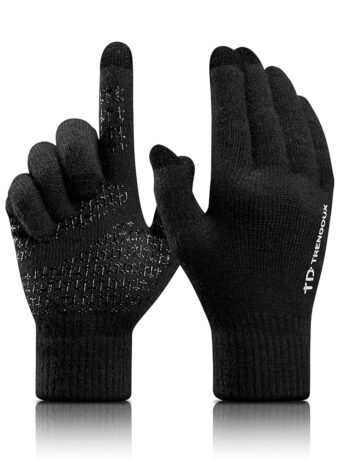 TRENDOUX Winter Gloves For Men Women, Cold Weather Warm Touchscreen Glove Unisex, Non-slip, Elastic Cuff, Knit Stretchy