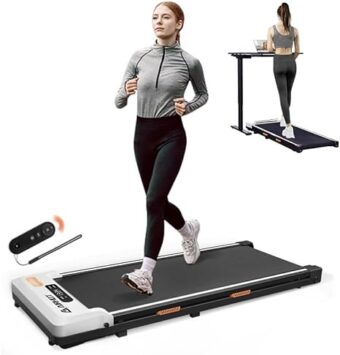 Under Desk Treadmill, Walking Pad 2 in 1 for Walking and Jogging, Portable Walking Treadmill with Remote Control Lanyard for Home/Office, 2.5HP Low-Noise Desk Treadmill in LED...