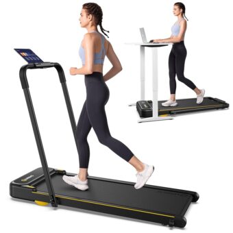 UREVO Walking Pad, Under Desk Treadmill for Home/Office, 2 in 1 Folding Treadmill with Remote Control, APP and LED Display