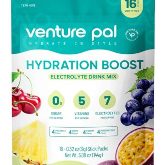 Venture Pal Sugar Free Electrolyte Powder Packets - Liquid Daily IV Drink Mix for Rapid Hydration & Party Recovery | 5 Vitamins & 7 Electrolytes| Keto Friendly | Non-GMO |...