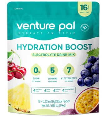 Venture Pal Sugar Free Electrolyte Powder Packets - Liquid Daily IV Drink Mix for Rapid Hydration & Party Recovery | 5 Vitamins & 7 Electrolytes| Keto Friendly | Non-GMO |...