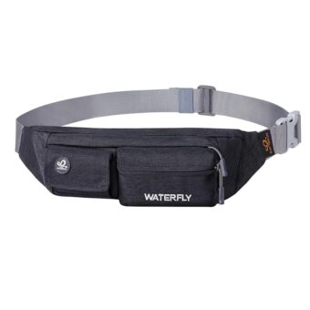 WATERFLY Fanny Pack for Women Men Water Resistant Small Waist Pouch Slim Belt Bag with 4 Pockets for Running Travelling Hiking Walking Lightweight Crossbody Chest Bag Fit All...