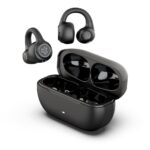 JLab Flex Open Earbuds, Black, Clip-on Cuff Design, Wireless Open-Ear Audio Freedom Effortless Fit, Safe Listening, Bluetooth Multipoint, Customize with The App